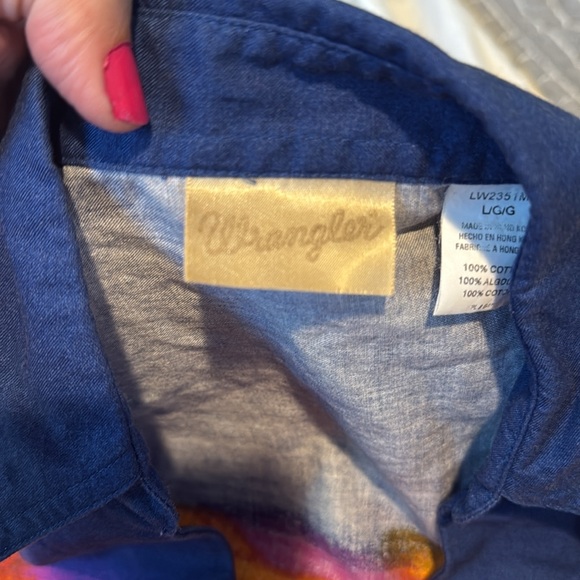 Wrangler Western Sunset Cowboy Print Pearl Snap Shirt Vintage 70s 80s Large Rare - Picture 12 of 13